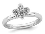 Fleur de lis Ring with Diamond Accent in Sterling Silver